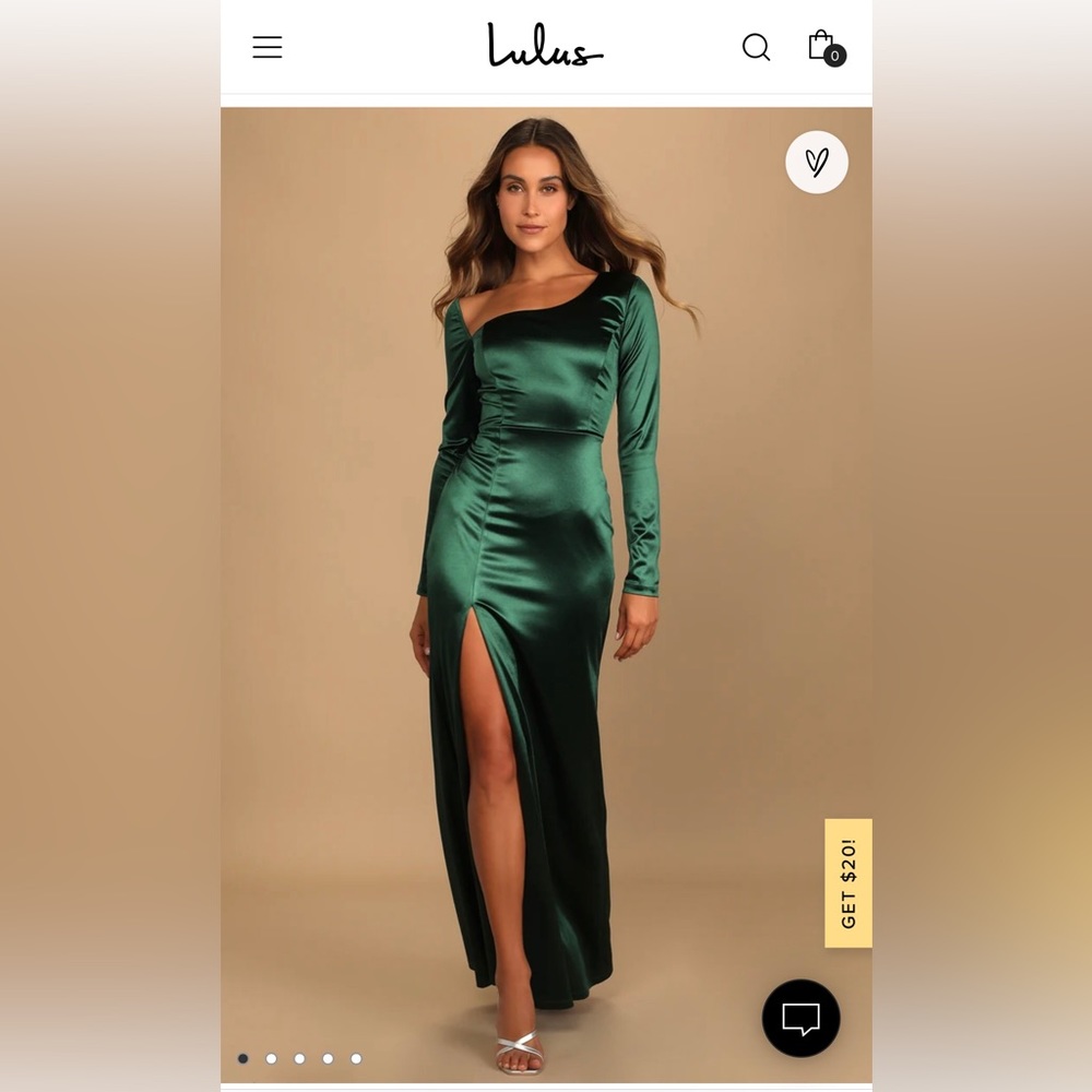 Off to the Ball Emerald Green Satin Long Sleeve Maxi Dress LuLus Brand  Sold out